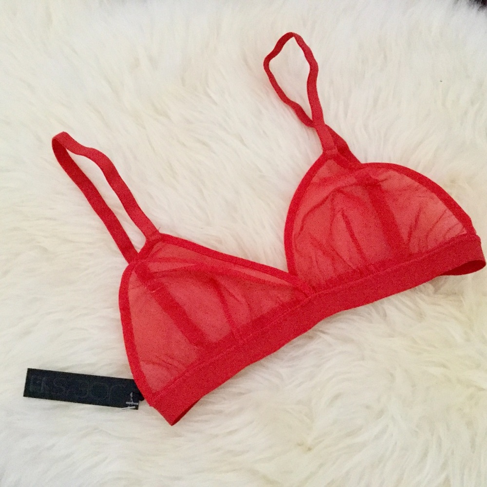 NWT JOES JEANS Red Sheer Mesh Bralette Bra XS/S